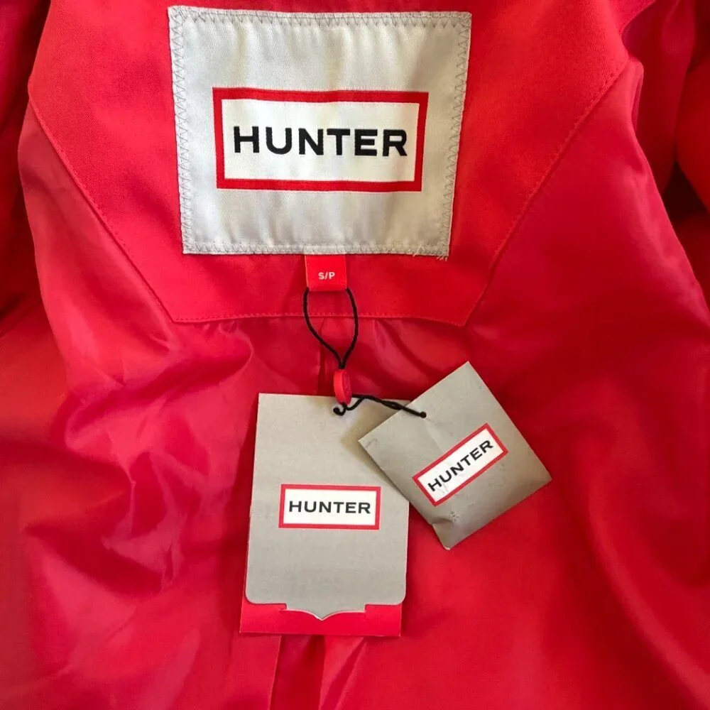 NWT HUNTER Red Chasseur Belted Insulated Hooded Long Trench Coat Small - Picture 14 of 16